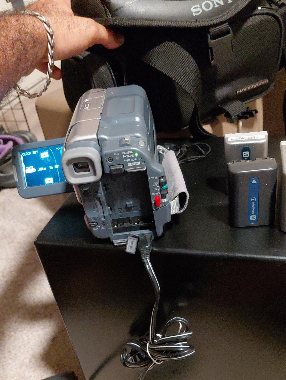 Sony Gray and Silver Camcorder with Accessories - Rare Model Lots Of Accessories